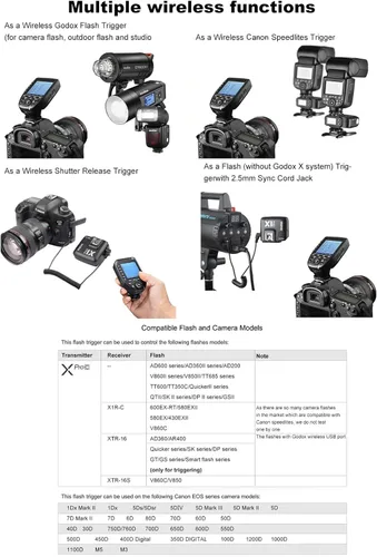 Miniatura 6 de Godox Disparador de flash inalámbrico XPro-C TTL para cámara Canon, sistema inalámbrico 2.4G X, diseño inclinado de pantalla grande HSS 1/8000s, 5