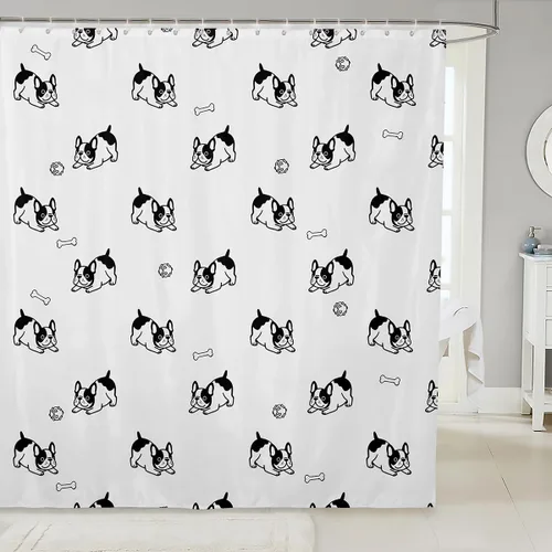 Miniatura 13 de Manfei Cortinas de ducha para niños con diseño de perros de dibujos animados, bonitas cortinas de baño para niñas y niños pequeños, cortinas