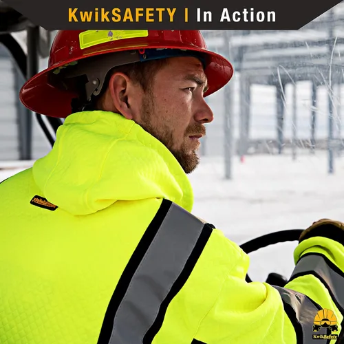 Miniatura 2 de KwikSafety - Charlotte, NC - Sudadera de forro polar de seguridad para hombres Chaqueta reflectante de alta visibilidad y PPE, ligera