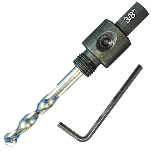 Miniatura 34 de Sierra de agujero HSS con mandril piloto de 2 piezas de alta velocidad para perforar madera y acero, broca de 1/4" de diámetro y eje, broca piloto