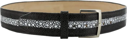 Miniatura 3 de EL PRESIDENTE Mens Black Stingray Print Leather Western Cowboy Belt Silver Buckle