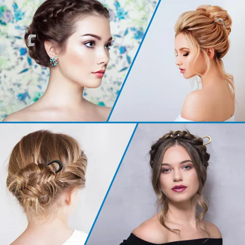 Miniatura 7 de 5 horquillas de metal francés para mujeres y niñas, 5.5 pulgadas y 3.9 pulgadas, horquillas de pelo en forma de U para moños, accesorios de peinado