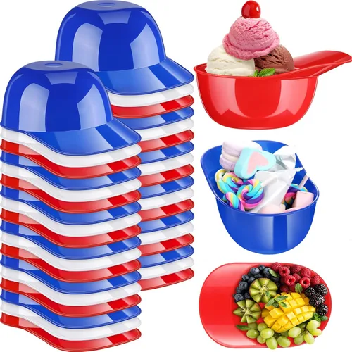 Miniatura 16 de Baderke Cuencos para gorra de béisbol de postre de helado, tazón de 8 onzas, mini tazones para casco, vasos de plástico para suministros de fiesta