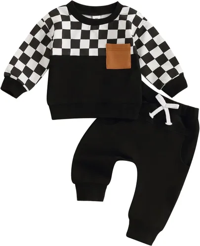 Miniatura 33 de Conjunto de sudadera de manga larga con cuello redondo y pantalones deportivos para bebés, ropa de invierno para bebé