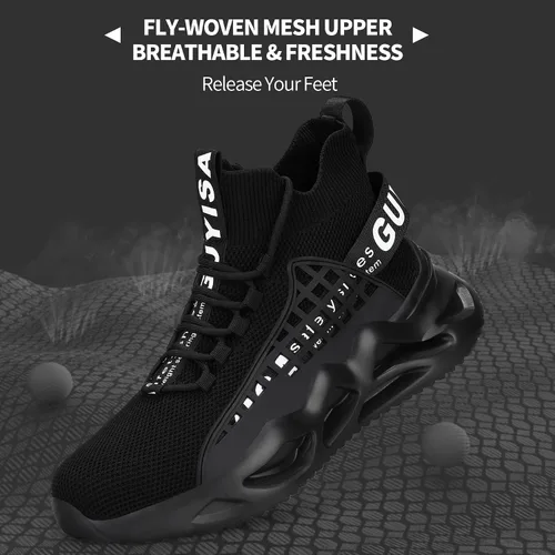 Miniatura 4 de KGJIANDA Steel Toe Shoes for Men Safety Industrial Boots Shoes Lightweight and Durable High Top Sneakers Breathable Construction Socks Shoes for
