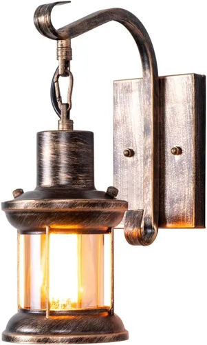 Apliques de luz rústicos, lámpara de pared interior vintage con acabado de bronce aceitado, lámpara industrial con pantalla de vidrio, apliques de