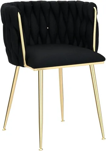 Miniatura 4 de NIOIIKIT Sillas de Comedor Modernas de Terciopelo Sillas de Acento Tejidas a Mano Sillas de Sala de Estar Silla Tapizada con Patas de Metal Dorado