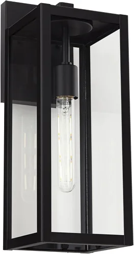 Miniatura 6 de John Timberland Titan - Lámpara de pared industrial moderna para exteriores, metal negro místico, 17 pulgadas, vidrio transparente, húmedo
