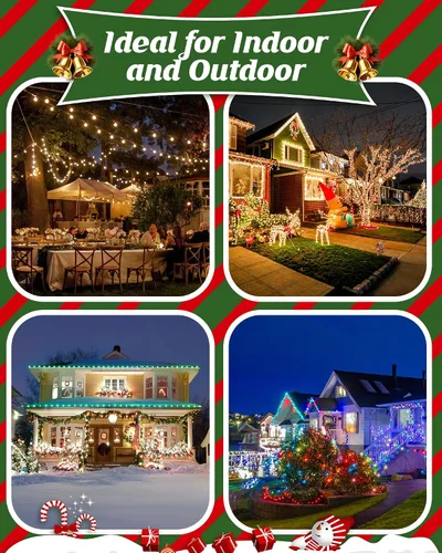Miniatura 8 de Brightown Comercial Juego de 500 pies de enchufes para luces de Navidad C7/E12, enrollados, luces de cadena de patio certificadas UL, cable negro