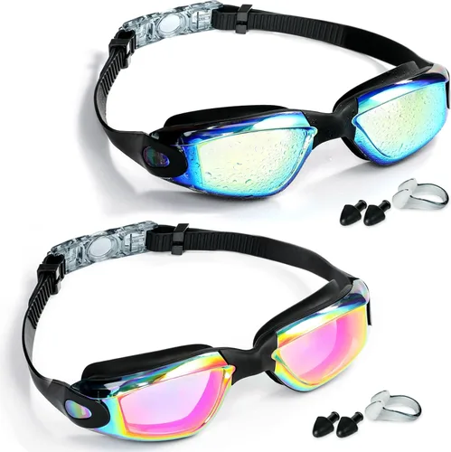 EWPJDK Gafas de natación – Paquete de 2 gafas de natación antivaho sin fugas para adultos, mujeres y hombres
