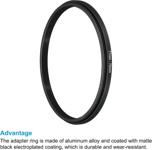 Miniatura 4 de PATIKIL Anillo de metal de 3.031 in-2.835 in, adaptador de filtro de lente de cámara, anillo adaptador de filtro de aluminio para lentes de cámara