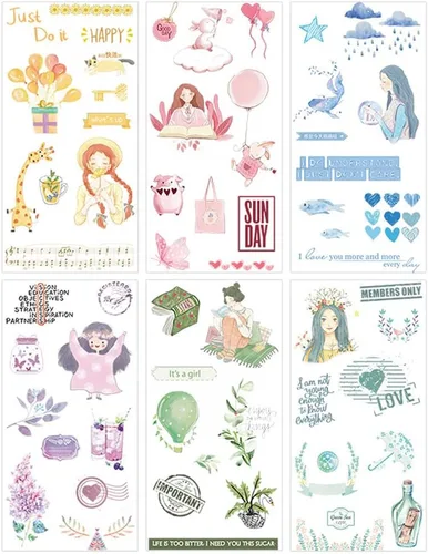 Paquete de 2 bonitas calcomanías para álbumes de recortes, calcomanías Kawaii para arte, manualidades, diario, planificador, collage, botellas de