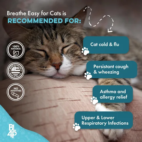 Miniatura 7 de Suplemento Natural para el Confort Respiratorio de Gatos - Apoyo Respiratorio Felino Breathe Easy para Todas las Estaciones, Tos, Congestión Nasal