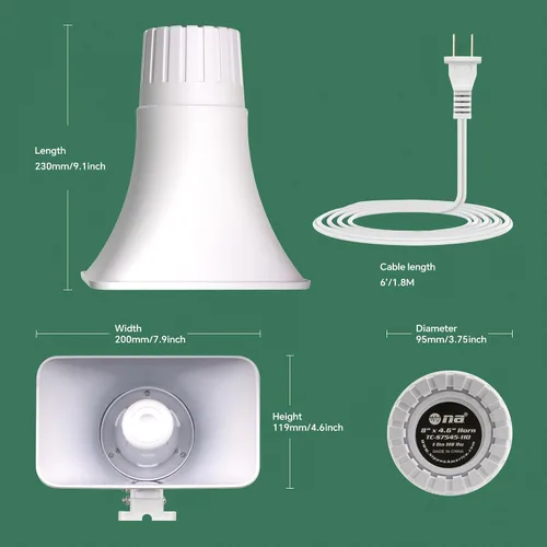 Miniatura 7 de Nippon America Sirena de seguridad de alarma exterior de 110 V CA (TC-S7545-110), bocina con cable de alta potencia de 80 W, sonido de alarma