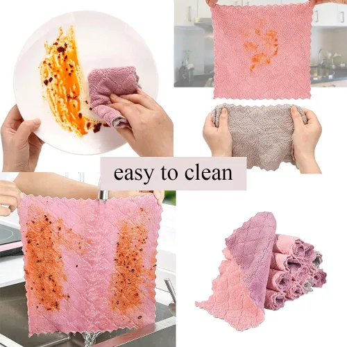 Miniatura 8 de Paquete de 10 paños de cocina suaves, sin olor, paños de cocina reutilizables, paños de limpieza para el hogar, secado rápido, sin aceite