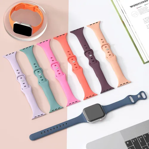 Miniatura 3 de Paquete de 5 bandas de silicona delgadas compatibles con Apple Watch de 38mm 42mm 40mm 44mm 41mm 45mm 46mm 49mm, correa deportiva estrecha y delgada