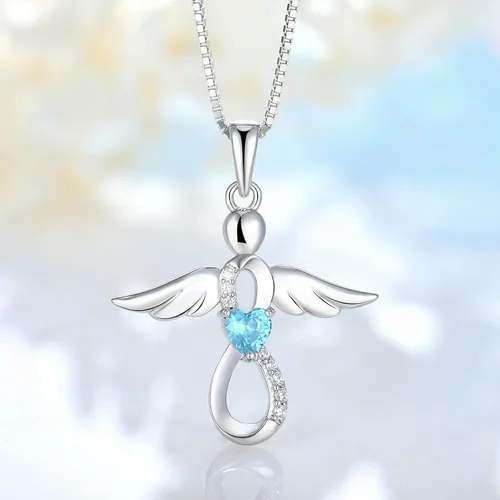 Miniatura 2 de FJ Collar de ángel infinito para mujer, collar de amuleto de ángel de la guarda de Brithstone