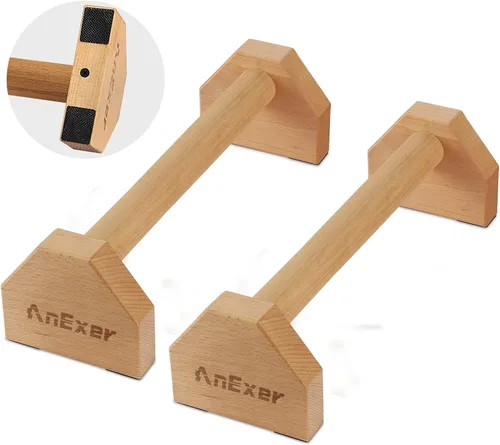 soportes de empuje, barras de paralelas de mano, barras de empuje de madera sólida con alfombrilla antideslizante, mangos de empuje para ejercicio