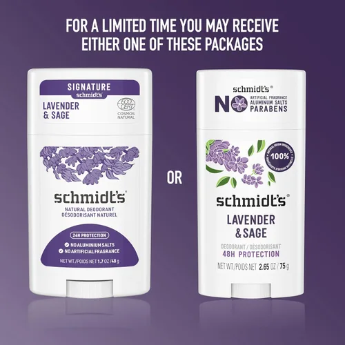 Miniatura 4 de Schmidt's Desodorante vegano sin aluminio lavanda y salvia con protección contra olores las 24 horas, para mujeres y hombres, ingredientes