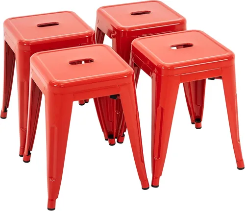 Miniatura 29 de Brage Living Juego de 4 taburetes industriales de metal de 18 pulgadas, taburetes apilables para aula, sillas de comedor de metal sin espalda