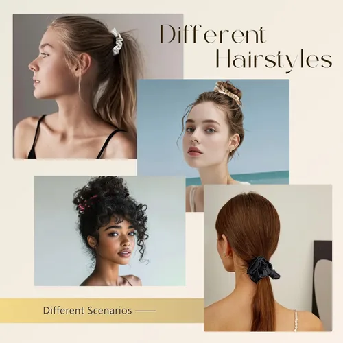 Miniatura 6 de ZIMASILK Coleteros para el cabello 100% seda de morera, 19 Momme elásticos de seda para mujeres y niñas, suaves sin tirones
