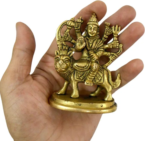Craftsofindia Goddess Durga - Estatua pequeña de latón, decoración divina, escultura hindú hecha a mano de 3 pulgadas para el altar del hogar y