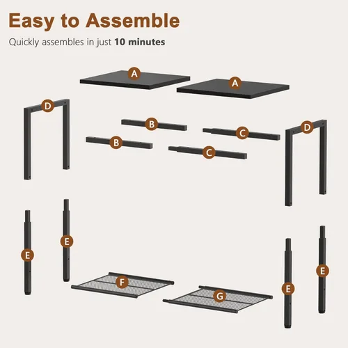 Miniatura 8 de Hoctieon Mesa auxiliar de 2 niveles, mesa auxiliar para sofá, mesa auxiliar estrecha con almacenamiento, mesita de noche delgada para espacios