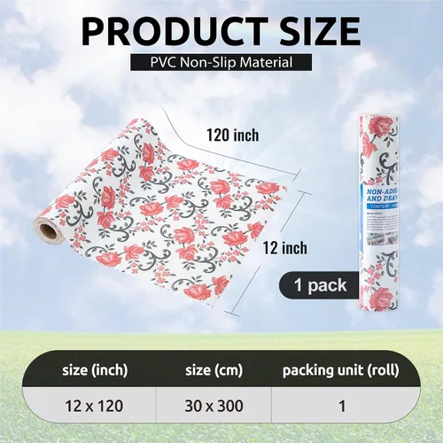 Miniatura 3 de FIFTY FEET Revestimiento de estante de 12 x 120 pulgadas para armarios de cocina, revestimiento de cajón de PVC para cómoda antideslizante para Rojo