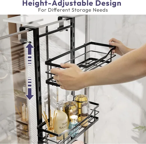 Miniatura 3 de SWTYMIKI Organizador de ducha ajustable de 3 niveles para colgar con soporte para jabón, estante de baño de acero inoxidable sin taladrar