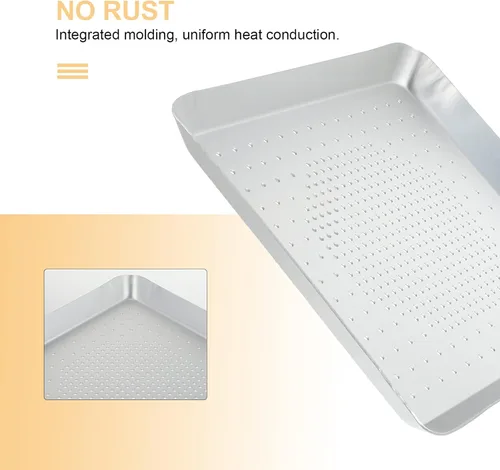 Miniatura 8 de Yardwe Bandeja para hornear pizza cuadrada de aluminio perforado de 9.05 pulgadas con profundidad de 0.78 pulgadas para pizzas crujientes horneadas