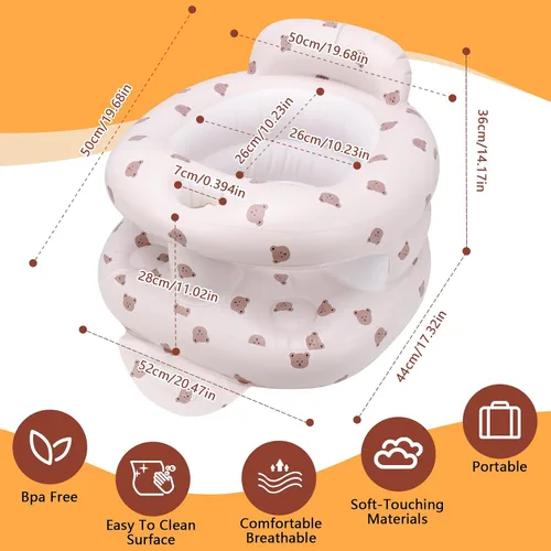 Miniatura 6 de Asiento de bebé inflable para bebés de 3 meses en adelante, asiento inflable de apoyo para bebé para sentarse, silla de bebé con bomba de aire