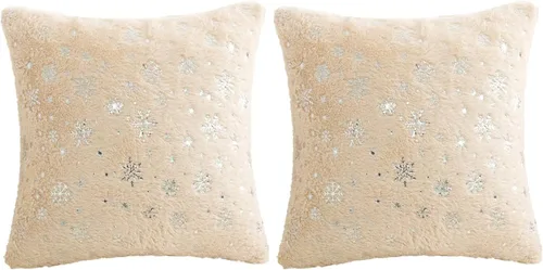 Miniatura 13 de MOJUN Fundas de almohada de Navidad, paquete de 2 fundas de almohada decorativas suaves y bonitas con fundas de almohada impresas con purpurina