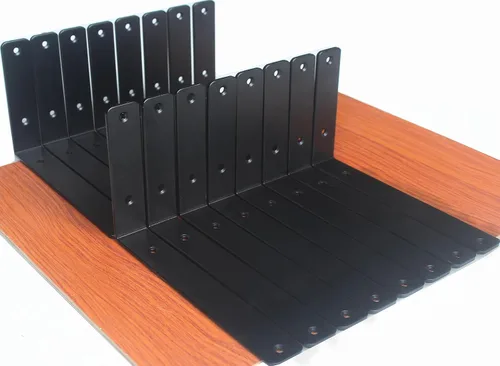 Paquete de 16 soportes de hierro en L, negro, 10 pulgadas de largo x 6 pulgadas de alto x 1.5 pulgadas de ancho, 13/64 pulgadas de grosor, para