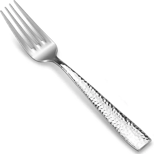 Miniatura 12 de KEAWELL Juego de 4 tenedores de ensalada martillados Louis de 7.6" de alta calidad, acero inoxidable 18/10, borde cuadrado con bordes redondeados