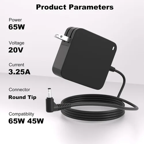 Miniatura 3 de LQM Cargador de portátil para Lenovo Ideapad 1 3 5, Slim 3 5 7, S340 S145 330 320 310, Flex 5 4 14 15, V14 V15 V17, versión mejorada, enchufe