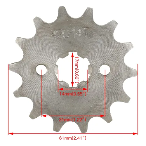 Miniatura 3 de HIAORS 420 14T 17mm Piñones de Motor Delantero para Motocicleta para 50cc 70cc 110cc 125cc 140cc 160cc Z50 CT70 Speed Mini Bike TaoTao Roketa