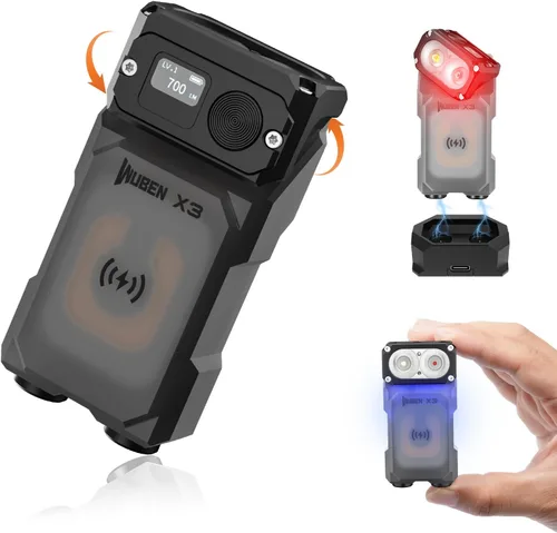 Miniatura 13 de WUBEN X3 Mini Linterna con Caja de Carga Recargable 180 Grados Llavero EDC Linterna Giratoria Ip65 Impermeable Imán Linternas de Bolsillo 10 Modos