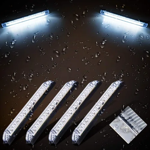Miniatura 4 de NPAUTO 4 unids 8 "blanco LED barra de luz de utilidad 18 LED Utility Strip impermeable barco arco luz marina navegación 12V