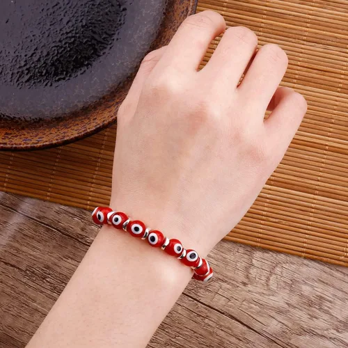 Miniatura 4 de Pulseras de mal de ojo para mujer con cuentas hechas a mano, pulsera elástica dorada para niñas