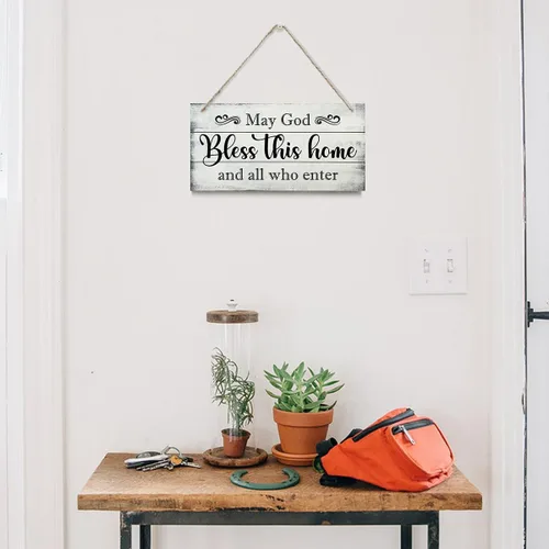 Miniatura 3 de Letrero decorativo de madera con texto en inglés «May God Bless This Home» («May God Bless This Home»)