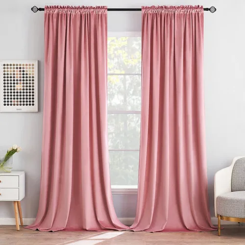Miniatura 29 de MIULEE - Juego de 2 paneles de cortinas negro opacas y térmicas de terciopelo para la sala de estar y dormitorio, con bolsillo para cortinero, de 63