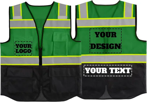 Miniatura 27 de Chaleco de seguridad reflectante de malla con logotipo personalizado con cremallera Chaleco de alta visibilidad para construcción al aire libre Ropa