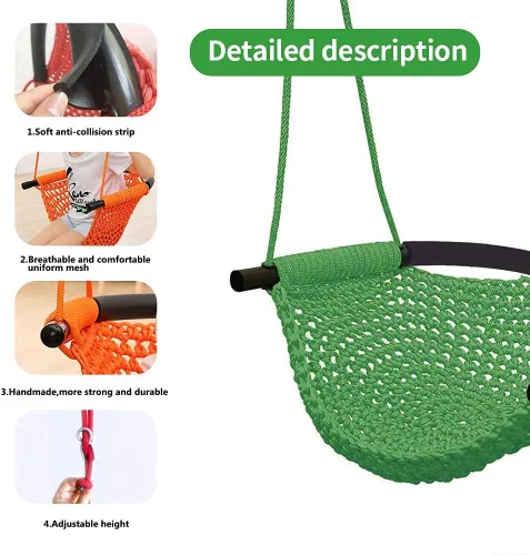 Miniatura 3 de Columpio Tejido a Mano para Niños Pequeños, Asiento de Columpio para Niños con Cuerdas Ajustables, Juego de Columpios Little Tikes, para Exteriores