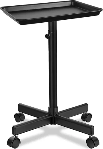 Bandeja de salón con ruedas,Carrito de belleza con ruedas ajustable en altura,Equipo profesional de salón para peluquería/Spa/uso doméstico Negro