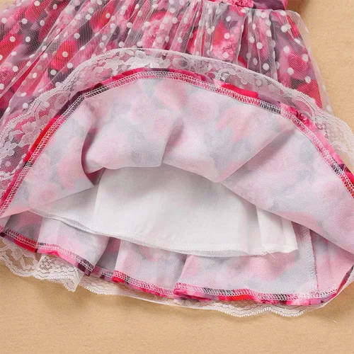Miniatura 6 de IDOPIP Baby Girls Floral Tutu Dress Summer Mesh Lace Sleeveless Backless Princess Birthday Party Dresses with Headband Outfit