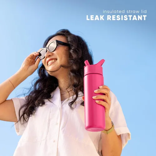 Miniatura 7 de Simple Modern botella de agua reutilizable con tapa con pajilla, de acero inoxidable con aislamiento al vacío, para gimnasio, viajes y deportes