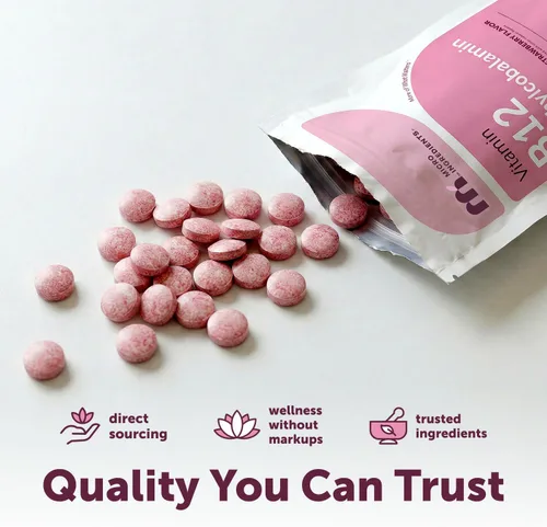 Miniatura 6 de Vitamina B12 sublingual 5000 mcg Forma activa metil B12 - 180 tabletas masticables Disolución rápida, sabor natural a fresa, apoyo a la energía