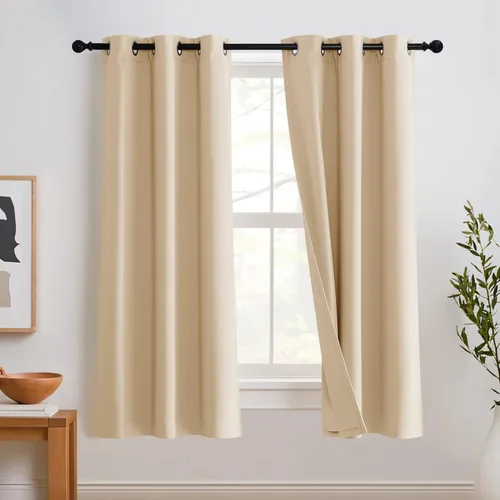 Miniatura 18 de RYB HOME 3 en 1 insonorizadas - oscurecedoras - cortinas de lino con aislamiento, cortinas de ahorro de energía con bloqueo de ruido para Lino blanco