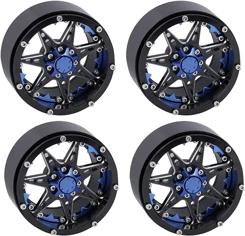 Ruedas Beadlock de metal 1/10 RC Crawler de 2.2 pulgadas para auto rastreador RC 1:10 SCX10 RR10 Wraith 90048 TRX4 G500 TRX6 G63 (4 piezas negras y