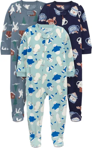 Miniatura 15 de Simple Joys by Carter's - Pijama de forro de vellón resistente al fuego para niños pequeños y bebés, holgada, con pies, paquete de 3